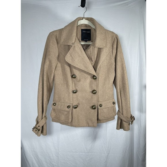 Beige Lane Crawford Small Women's Double Breasted Short Peacoat - Picture 1 of 8